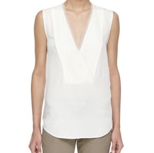 Theory Ivory Taneah Sleeveless Blouse, M